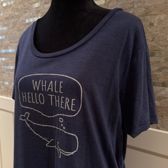 TechStyles Whale Hello There Navy Blue Short Sleeve Tee Alaska XL Extra Large - Picture 2 of 5